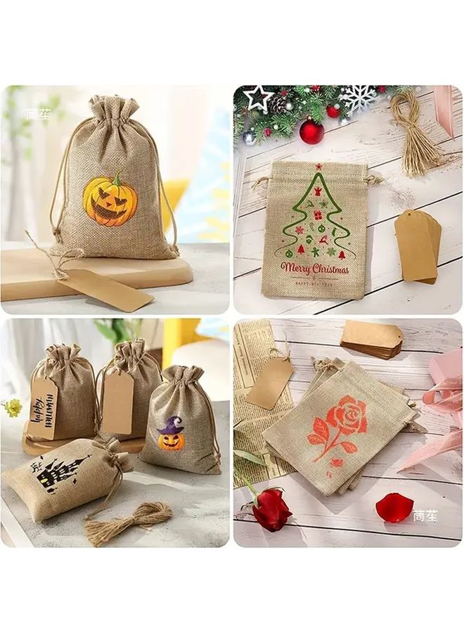 Large 30 Pack Jute Drawstring Gift Bags With Cardboard Labels Rustic Wedding Birthday Holiday - Image 2